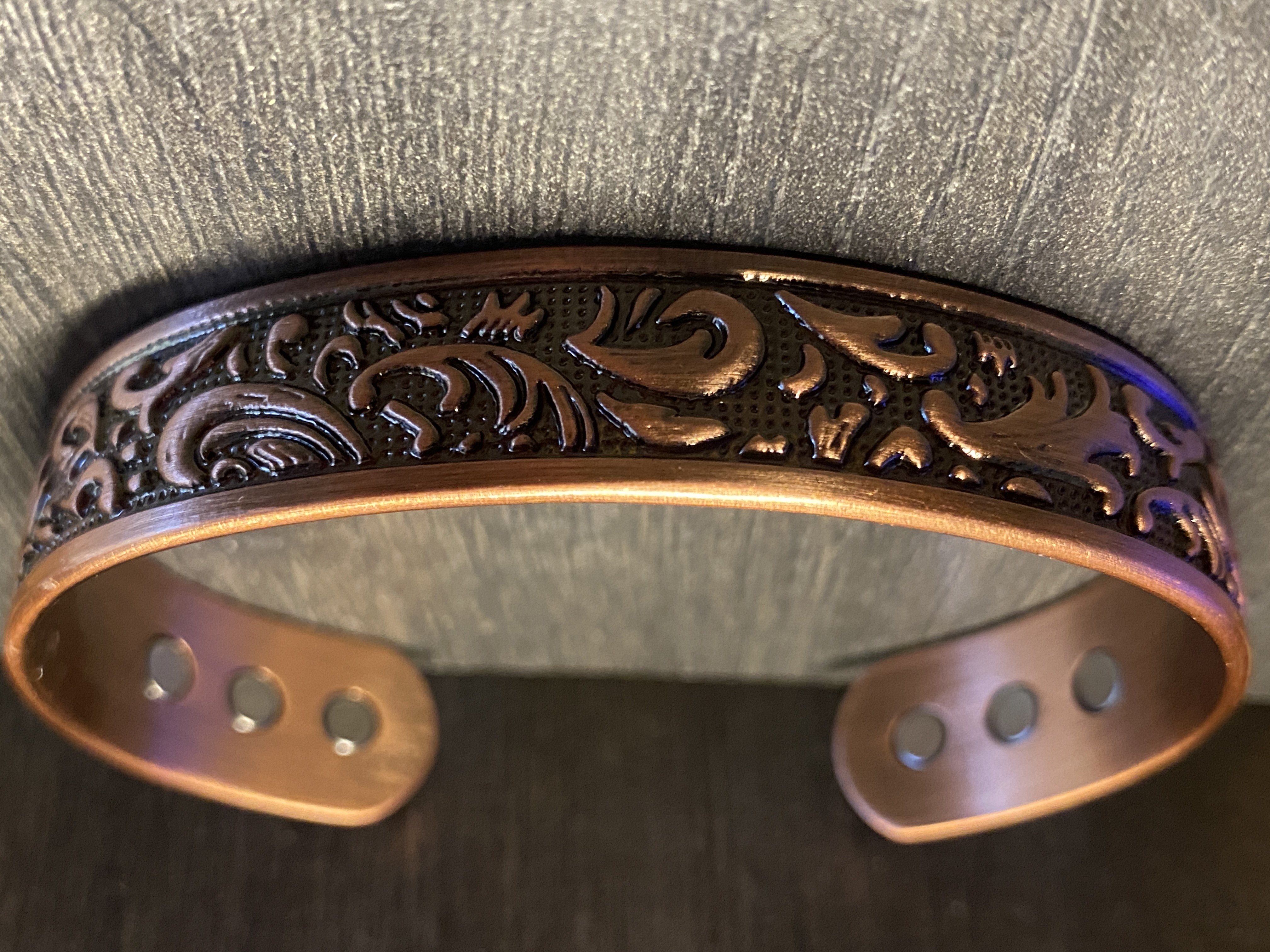 Men's 8 Inch Solid Copper Magnetic Cuff Bracelet CBM295- 5/8 of an inch wide.
