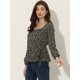 thumbnail image 3 of Blusa Floral De Manga Larga Con Cuello Cuadrado Y Peplum Para Mujer Con Cinturón Negro flores XS Allegra K, 3 of 5
