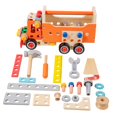 thumbnail image 3 of Juego de herramientas de madera para niños, carrito de herramientas para juegos de simulación, divertido juguete de construcción para habilidades, 3 of 9