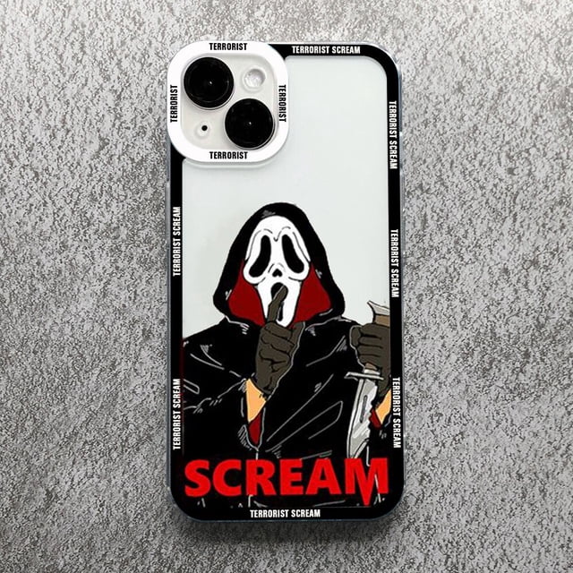 Funda de teléfono de Arte de grito de terror de Ghostface, carcasa a prueba de golpes para iPhone 14, 13, 12, 11 Pro Max, Mini, 7, 8 Plus, SE, X, XS, MAX, XR Fivean unisex