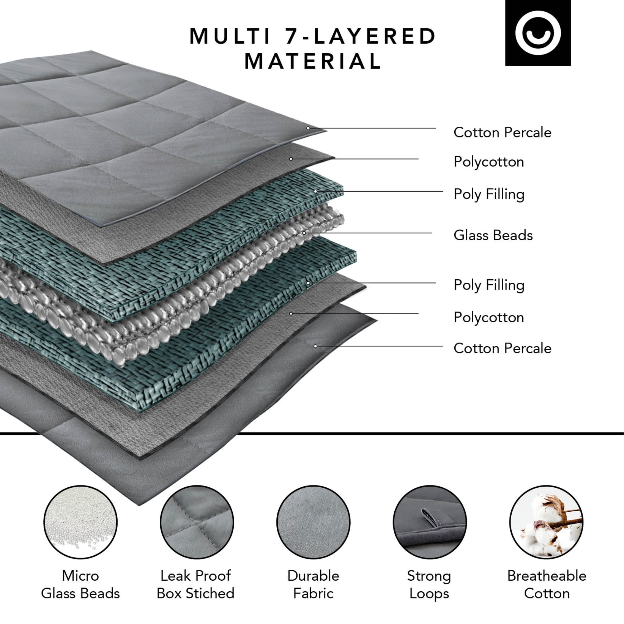 Nalah 100% Cotton Weighted Blanket - 12 Pounds, Calm Sleeping, Quilted Cover, 48" x 72", Blush