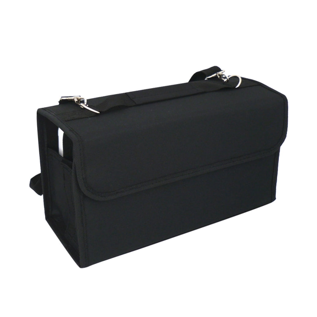 QIFULL Heavy Duty Marker Pens Storage Case 80 Slot Black Nylon Bag with Shoulder Strap and Zipper