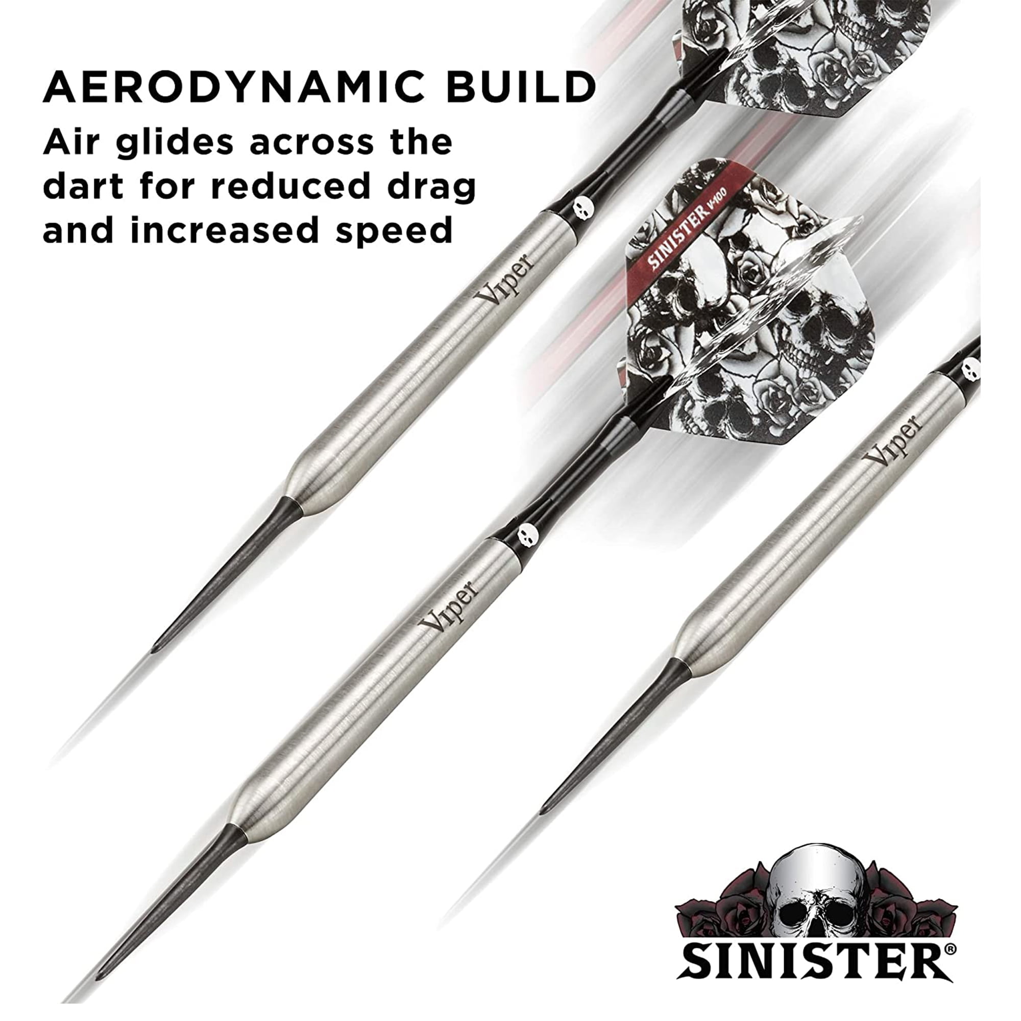 Viper Sinister 95% Tungsten Professional Steel Tip Dart Set, 25 Grams