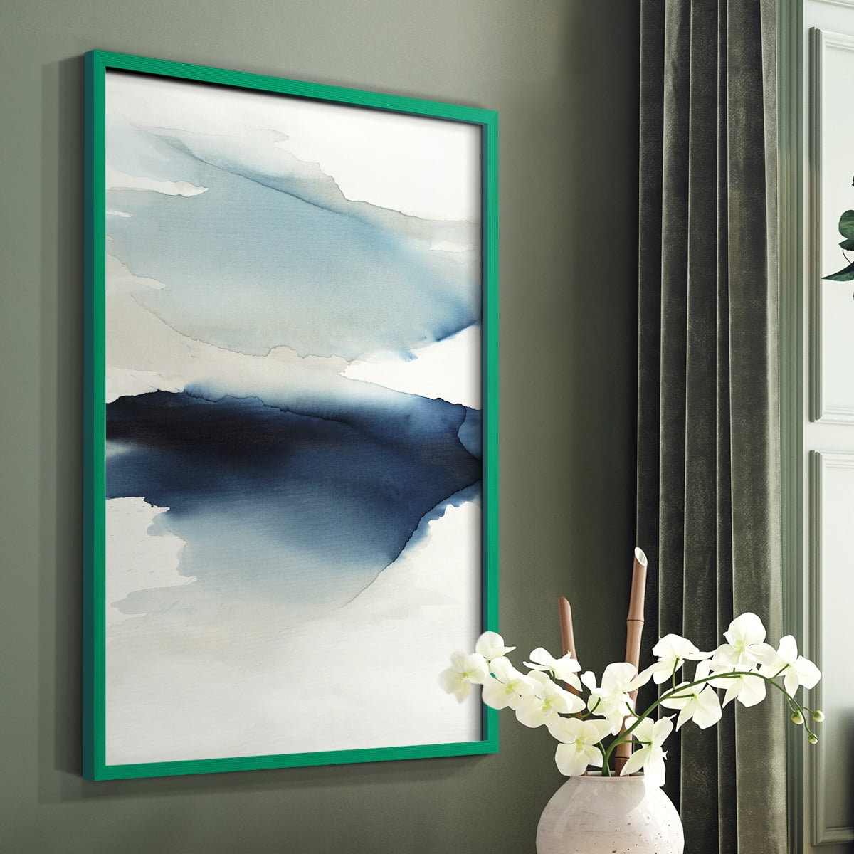 Waves I Framed Print in Green Solid Wood 8 x 10 Framed Print