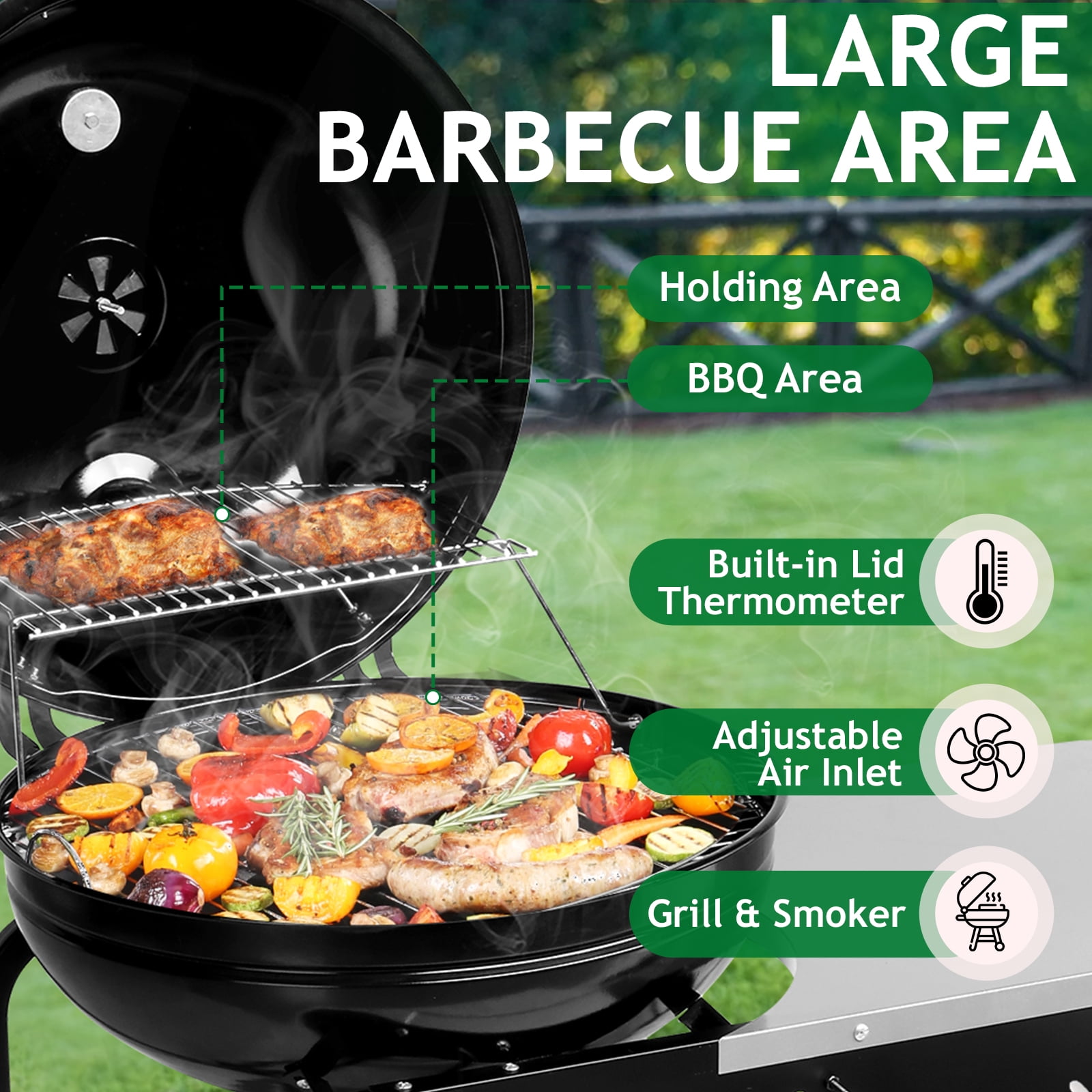 Ktaxon Charcoal Grill Portable Outdoor Camping BBQ Oven with Wheels,Black