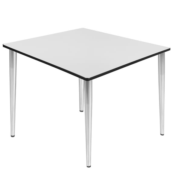 Kahlo 48" Square Tapered Leg Table- White/ Chrome