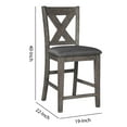 thumbnail image 5 of Benjara BM227025 Fabric Upholstered Wood Barstool with Nailhead Trim & X-Backrest, Gray, 5 of 5