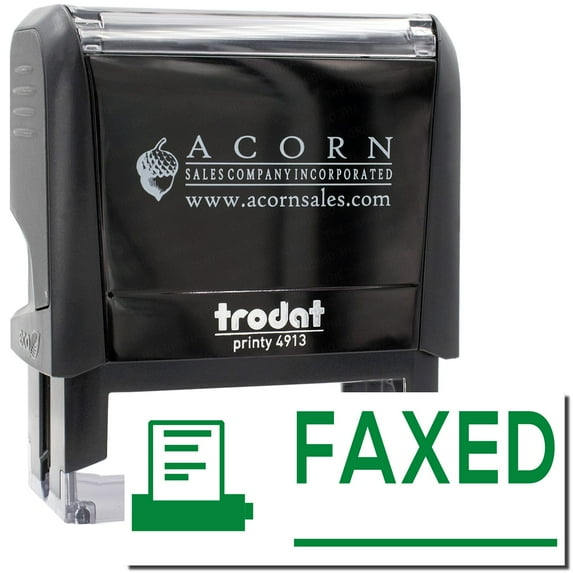 Large Self-Inking Faxed with Machine Stamp, Trodat Printy 4913, Press and Print Stamping, Impression Size 7/8" x 2-1/4", Up to 10,000 Impressions - Green Ink