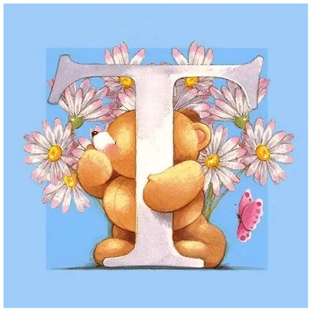 Dibujos animados letra oso 5D bricolaje taladro completo redondo diamante pintura mosaico arte imágenes Hugtrwg Para estrenar