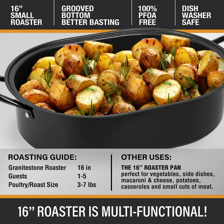 GRANITESTONE 8.8 qt. Aluminum Nonstick Diamond Infused Coating Covered Oval Roasting  Pan with Lid 7511 - The Home Depot