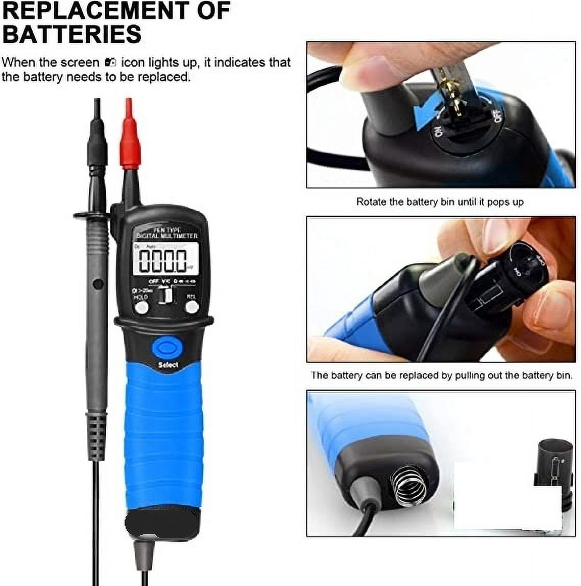Digital Multimeter Pen Type 2000 Counts Auto No-Contact Voltage Electronic Diode Resistance Tester ,High&Low Sensitivity