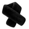 thumbnail image 2 of Cross Scarf Faux Rabbit Fur Double-sided Thickened Soft Washable Keep Warm Pure Color Autumn Winter Women Neck Warmer Collar Scarf for Outdoor,Black, 2 of 8