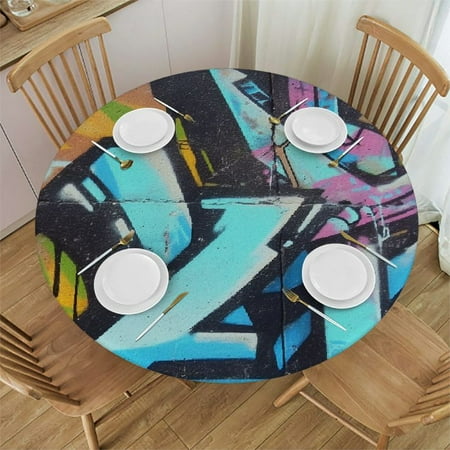 

Autua Graffiti Art Round Table Cover Stain Resistant & Washable for Indoor Outdoor Kitchen Dining Wedding Parties - 100% Polyester Fabric 38 -42
