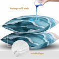 thumbnail image 4 of Navy Blue Waves Coastal Throw Pillow Covers 16x16 Inch Set of 2, Teal Ombre Summer Beach Oceans Waterproof Outdoor Pillow Covers, Decorative Cushion Pillowcases for Couch, Sofa, Bed, Garden, Patio, 4 of 9