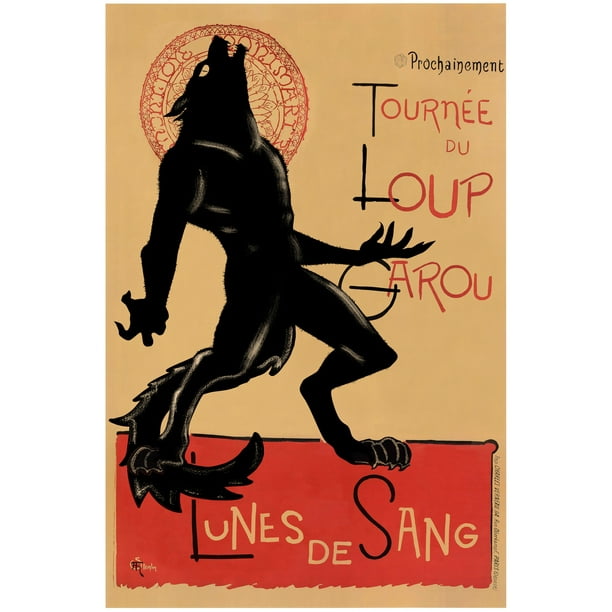 Loup Garou Noir Black Werewolf Chat Noir Parody Vintage Advertisement Vintage Illustration Art Deco Vintage French Wall Art Nouveau French Advertising Fantasy Cool Wall Decor Art Print Poster 12x18 Walmart Com