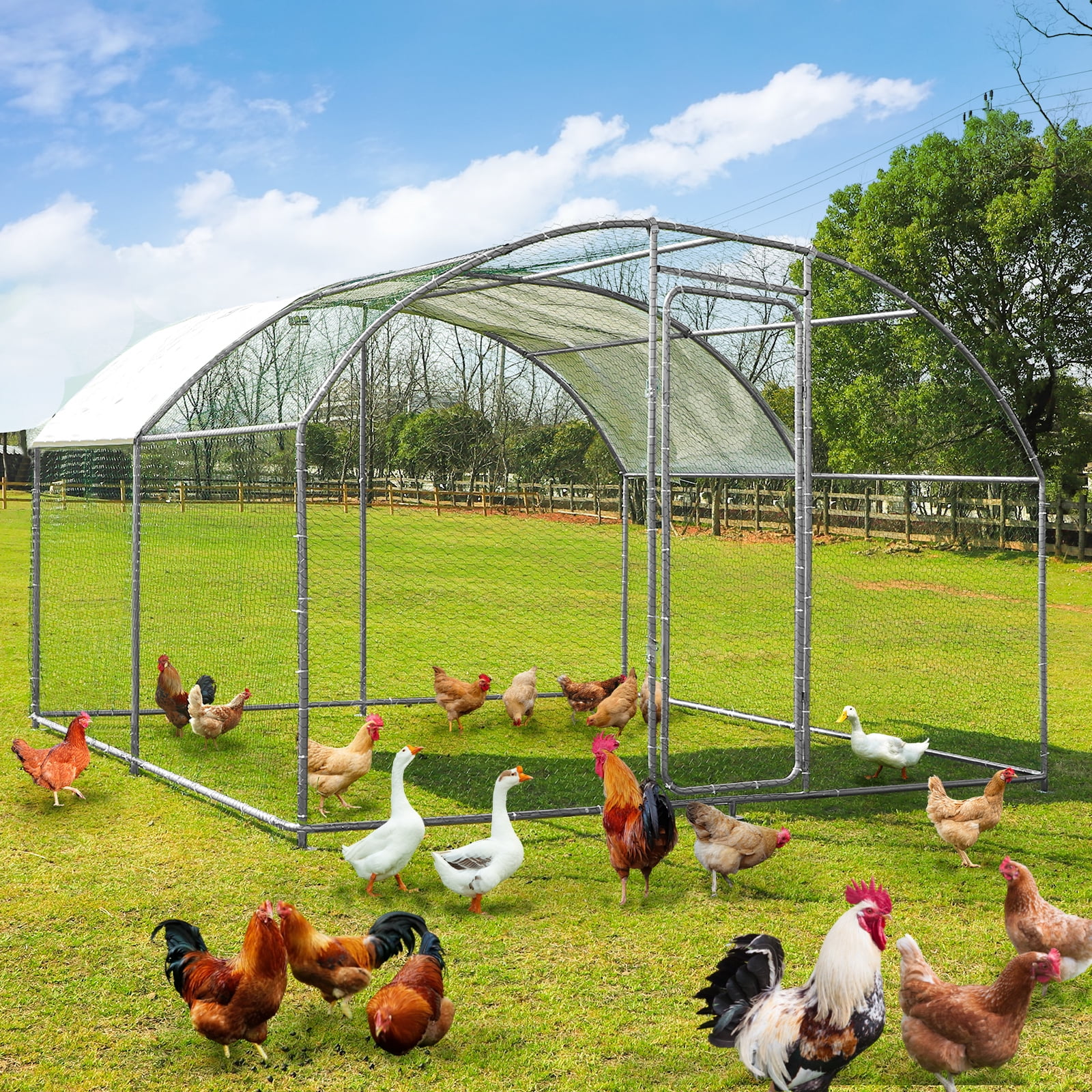 Magic Union Large Metal Chicken Coop Outdoor Chicken Coop Run with