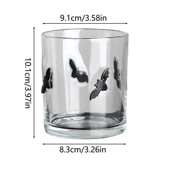 Halloween Embossed Glasses, Spooky Ghost Black Cat Bat and Pumpkin Clear Wine Glass Cups for Bar Home Party