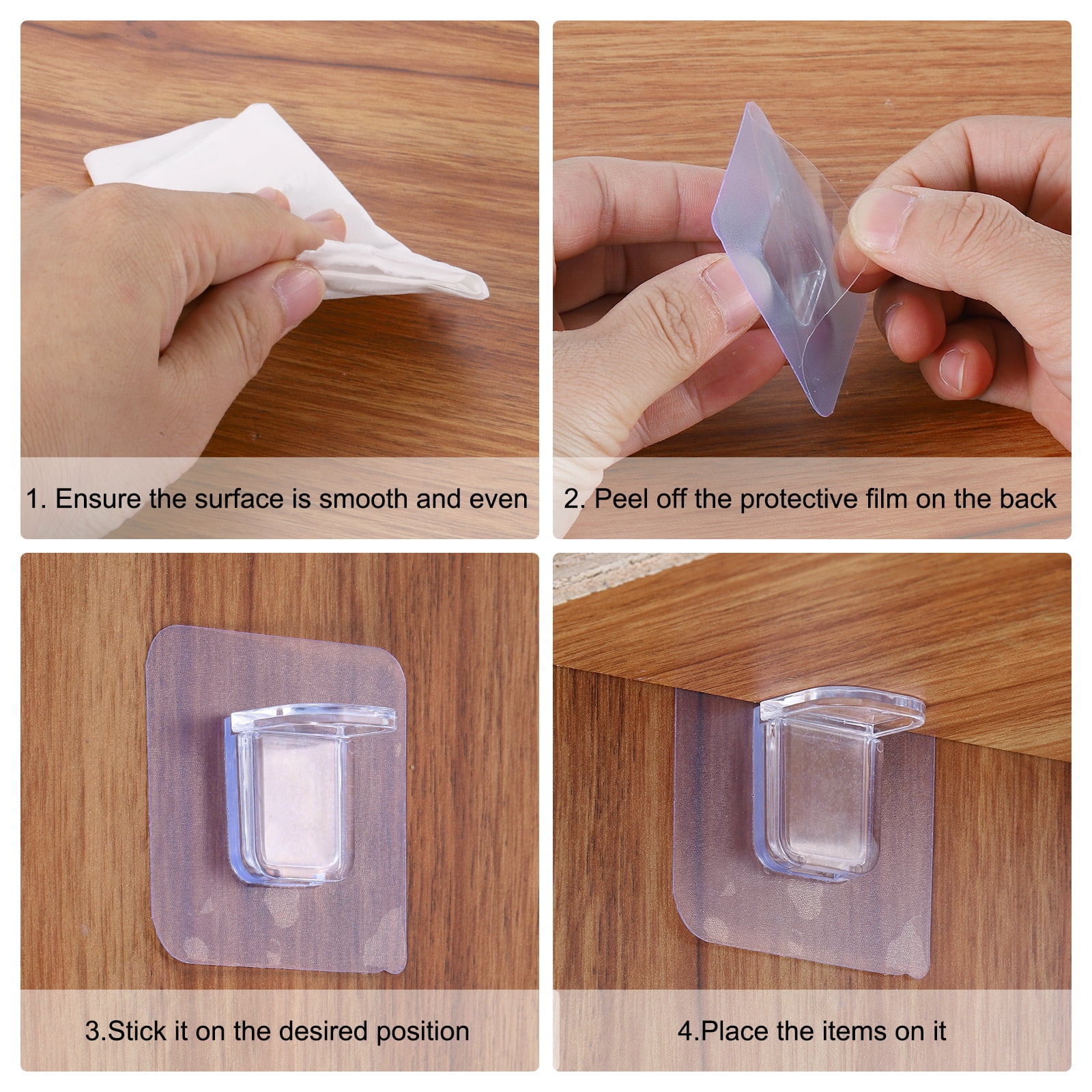 Unique Bargains Shelf Support Peg Punch Free Self Adhesive Bracket 20pcs