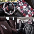 thumbnail image 4 of Yuyamidu Skull Rose 14 Pack Car Seat Covers Full Set with Steering Wheel Cover Arm Rest Cover Car Head Rest Protector Auto Seat Belt Cover Easy to Install Universal Fit for Vehicles,Cars,Suvs, 4 of 7