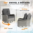 thumbnail image 3 of 8-Seat Outdoor Wicker Patio Furniture Set with Fire Pit Table, Modular Rattan Sectional Sofa & 2 Swivel Rocking Chairs, 4" Thick Cushions, Rust-Resistant Frame,Black, 3 of 9