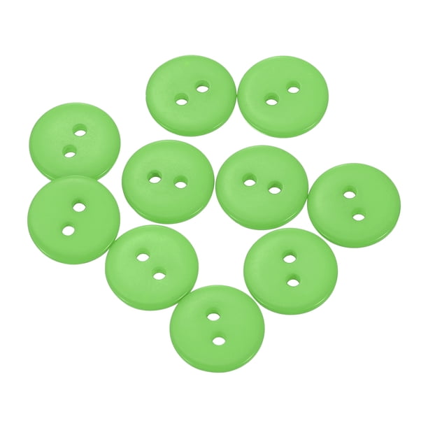 Uxcell 10Pcs Botón de costura de resina, 15mm Botones redondos de 2 agujeros color verde