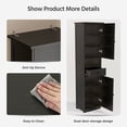 thumbnail image 4 of LAUSAINT HOME Bathroom Storage Cabinet, Tall Black Storage Cabinet with 2 Doors  for Home, Kitchen, 4 of 10