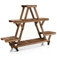 thumbnail image 5 of Gymax Wooden Plant Stand w/Wheels Pots Holder Display Shelf 56.5'' x 11'' x 41'', 5 of 10