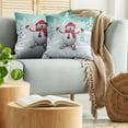 thumbnail image 5 of Ambesonne Christmas Throw Pillow Cover 2 Pack, Skiing Snowman Trees, 16", Teal Red White, 5 of 5