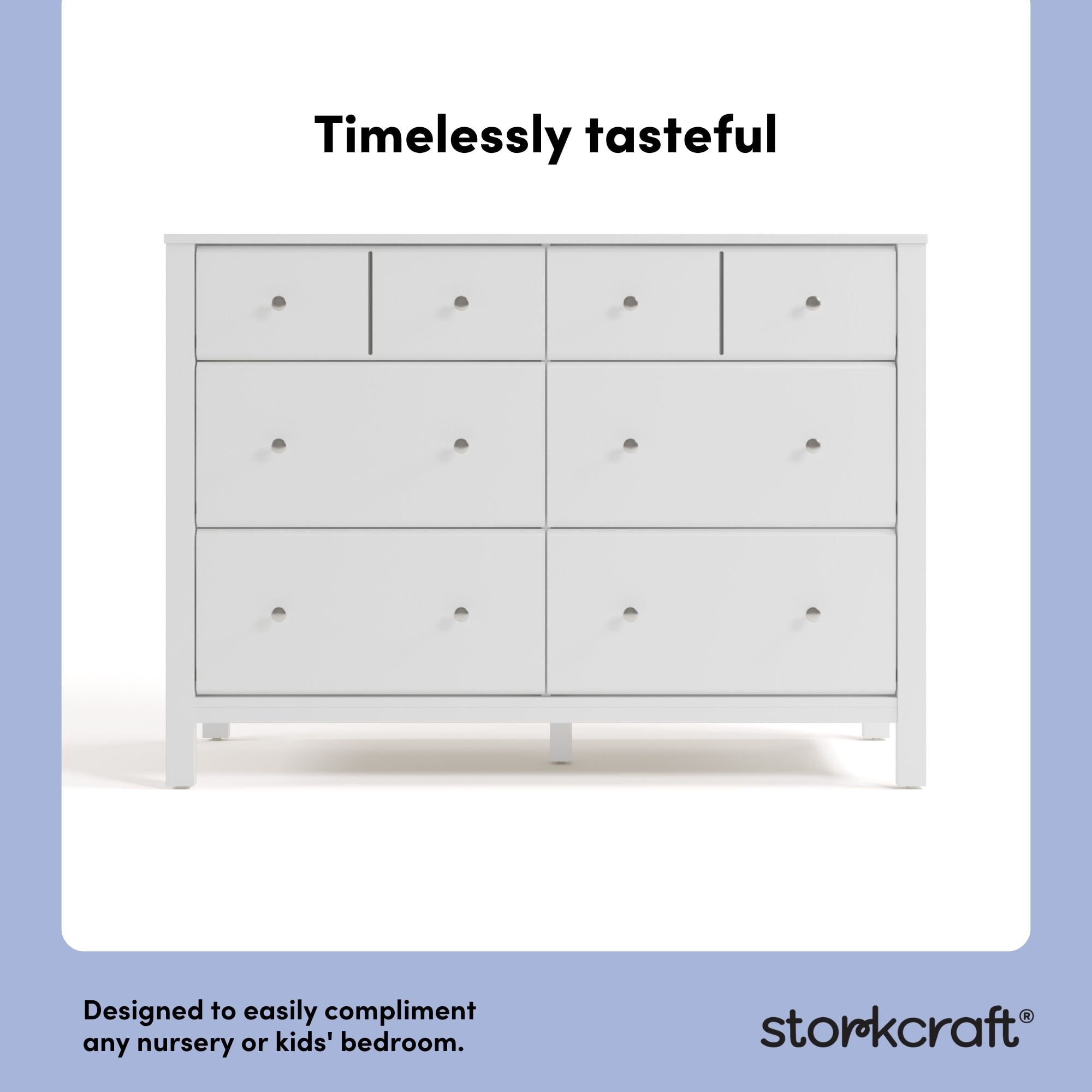 Storkcraft Horizon 6 Drawer Nursery Double Dresser, White