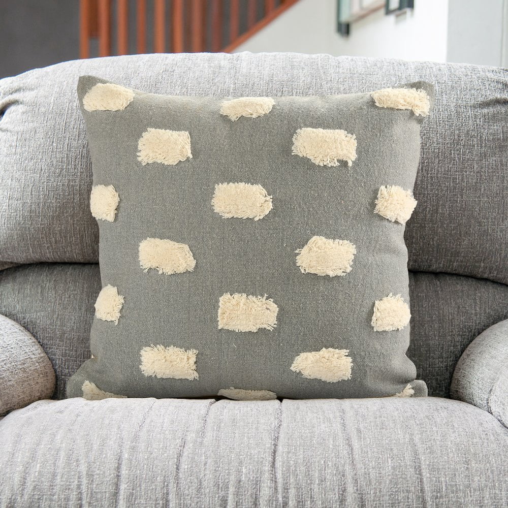 Harlow Hill Handwoven Abstract Dotted Cotton Throw Pillow Cover - 20" - Gray and Cream