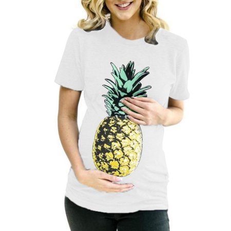 

Heat Maternity Shirt Maternity Cute Pineapple Print O-Neck Short Sleeve T-shirt Pregnant Blouse Tops Women Long Sleeve Maternity Tops