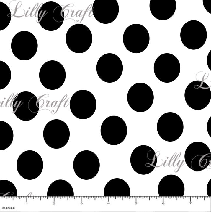 1' Black Dots on White Poly Cotton Fabric - Sold By The Yard - 58' / 59'