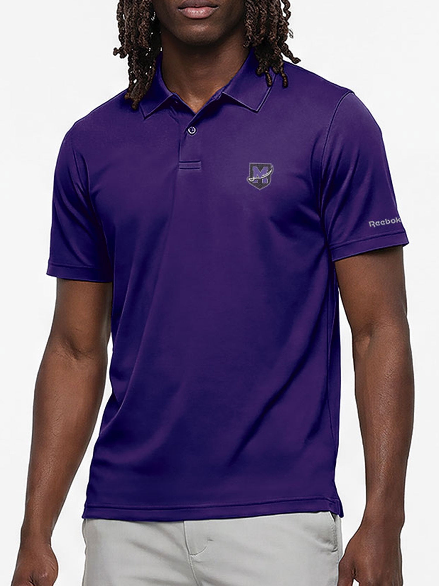 Mount Union Purple Raiders Reebok Mens Short Sleeve Polo Shirt