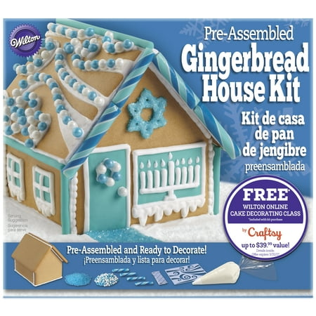 Wilton Pre-Baked & Assembled Gingerbread House Decorating Kit, Hanukkah