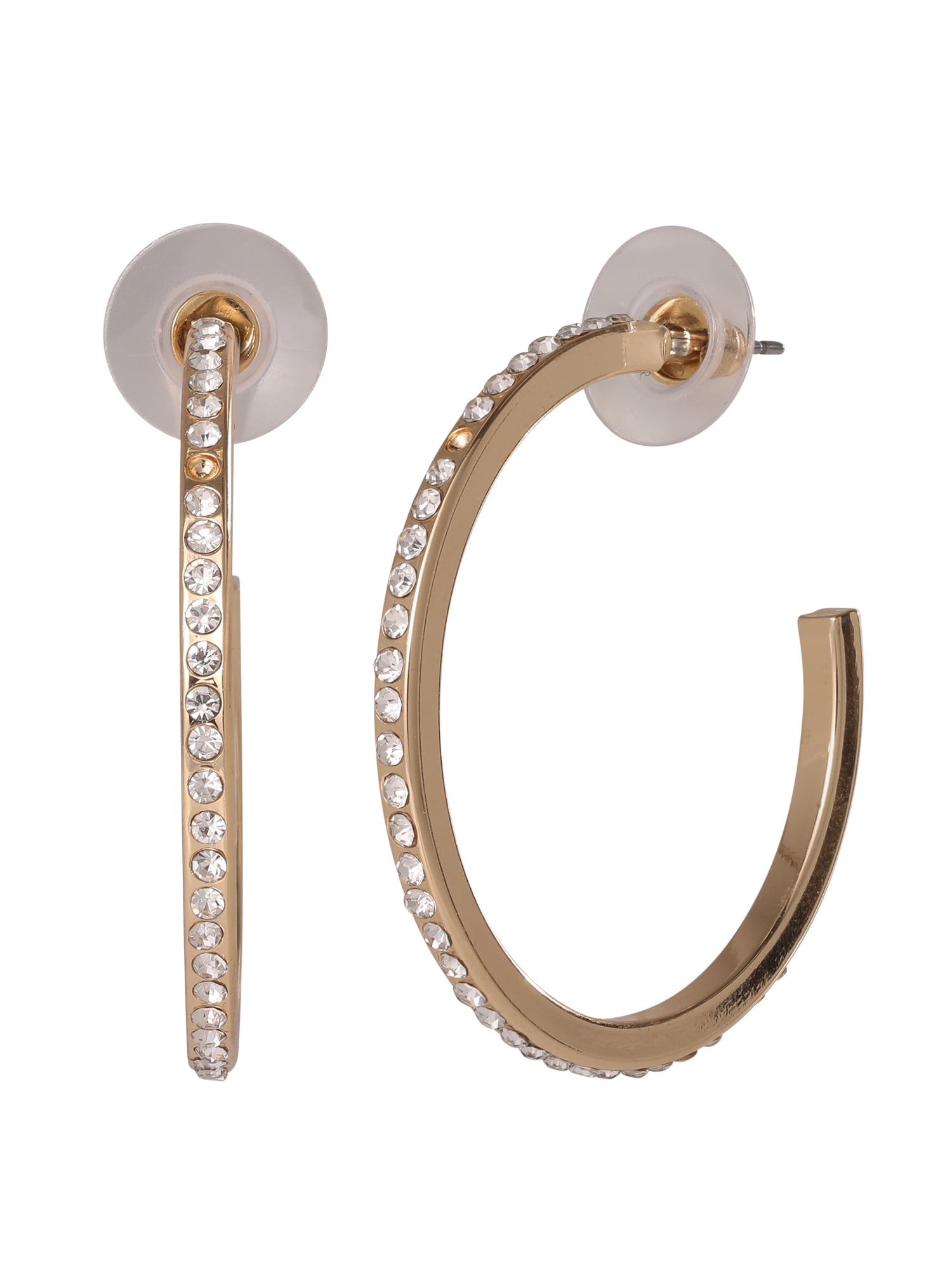 Jessica Simpson Gold-Tone and Cubic Zirconia Hoop Earrings 2-Pair Set for Women