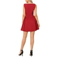 thumbnail image 3 of INSPIRE CHIC Women's Dress Work Sleeveless Boat Neck Solid Color Office A-Line Mini Dress M Red, 3 of 6