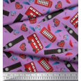 thumbnail image 3 of Soimoi Poly Georgette Fabric Bus,Telephone Booth & London Clock Tower Architectural Printed Fabric 1 Yard 42 Inch Wide, 3 of 3