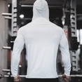thumbnail image 4 of Men's Half Zip Slim Hooded Top, Contrast Decorative Strips, Raglan Sleeve Cutting, Fit Long Sleeve Sports Shirt for Fitness and Outdoor Activities White M, 4 of 5