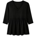 thumbnail image 4 of Tfken Women Tshirts Summer Short Sleeve V-Neck Tops Tees Loose Casual T-Shirts Ladies Comfy Clothes Outerwear Size L Black, 4 of 4