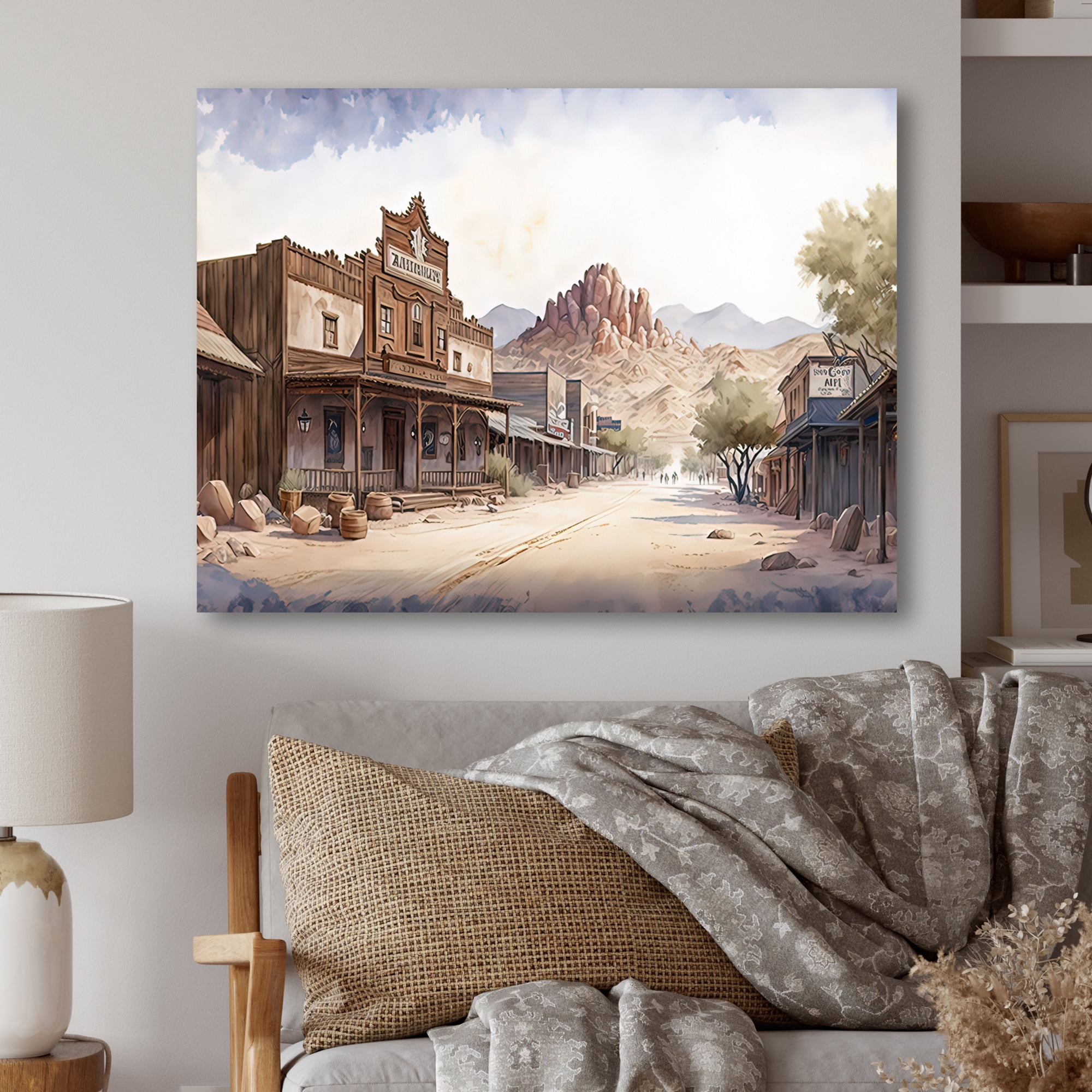 Designart Large Wild West Arizona Town I Canvas Wall Art
