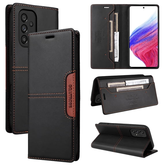 Allytechgroup Flip Case for Samsung Galaxy A53 5G with Credit Card Slot, PU Leather Wallet Phone Case with Stand Slim Lightweight Shockproof Back Cover Bumper for Samsung Galaxy A53 5G, Black