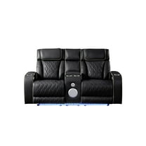 Fortuner Modern Style Recliner Loveseat Made with faux leather & Wood in Black