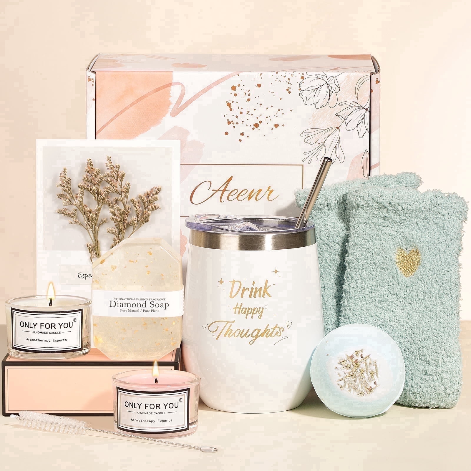 Gift Baskets for Women, 8 Pcs Spa Basket Set, Birthday Gift for Women, Gift Set and Valentine's Day Gift, Beauty Holiday Birthday Gifts Idea for Her, White