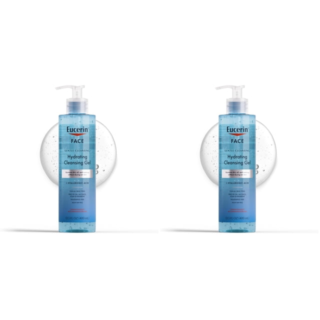 Gel limpiador facial Eucerin Suave Hidratante, 400 ml (paquete de 2)