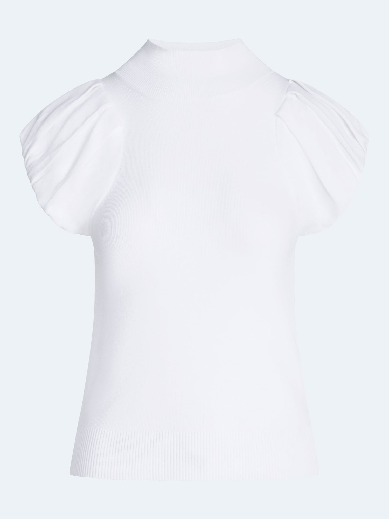 Scoop Women's Mock Neck Top with Bubble Cap Sleeves, Sizes XS-XXL