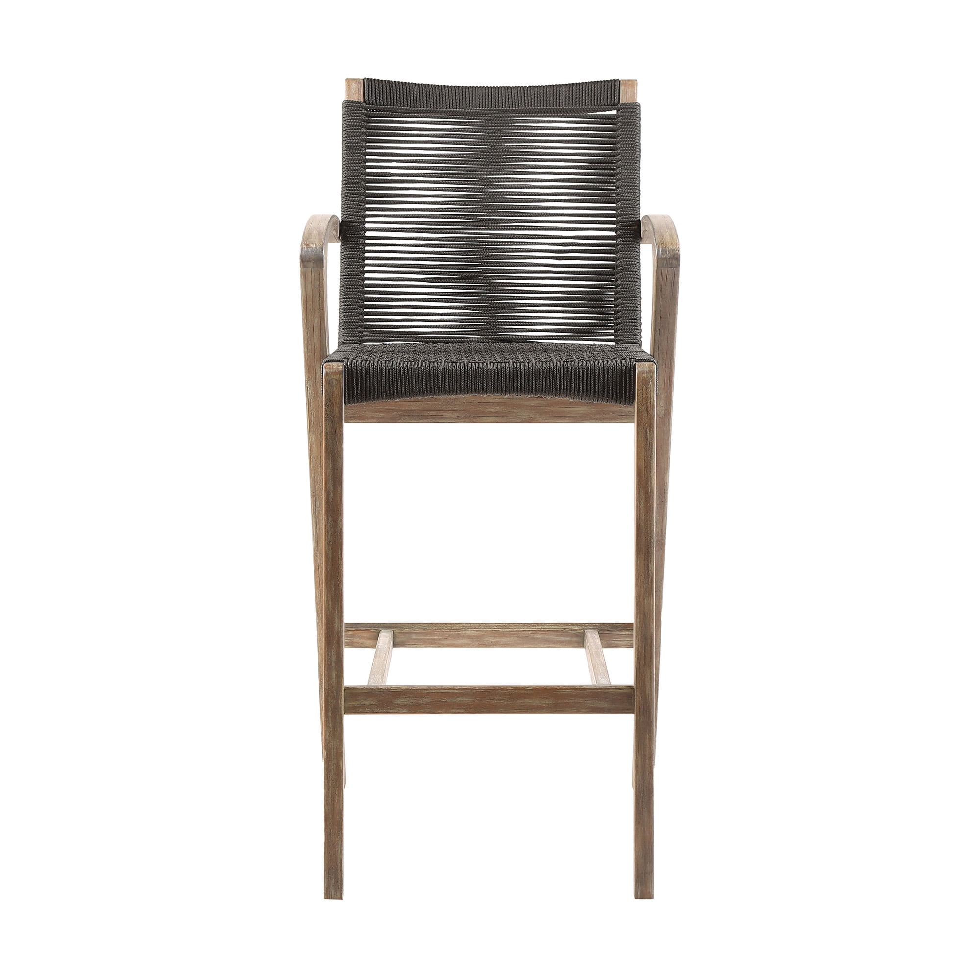 Brielle Outdoor Light Eucalyptus Wood and Charcoal Rope Counter Height Stool - Set of 2