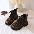 thumbnail image 4 of Dakaela 3.5-11.5Y Little Big Kids Leopard Print Combat Boots Lace Up Side Zipper Ankle Booties for Boys Girls, 4 of 8