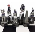 thumbnail image 7 of Egyptian Anubis Chess Set Gold  Silver Painted Men W/ 18" Faux Leather Board, 7 of 7