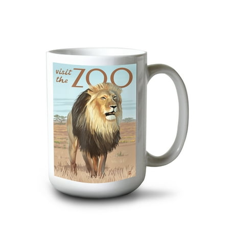 

15 fl oz Ceramic Mug Lion Visit the Zoo Dishwasher & Microwave Safe
