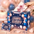 thumbnail image 4 of Navy Blue Birthday Gift Bag Large Navy Blue and Rose Gold Happy Birthday Gift Wrap Bag with Tissue Paper Greeting Card for Women Anniversary Party Favors Adults Wrapping Bag Supplies, 4 of 4